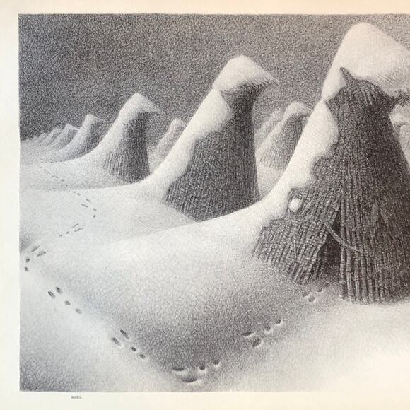 Grant Wood "January" 1930s Art Print Sketch Vintage Snow Winter Cornshocks - Picture 2 of 12